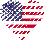 Logo of Bedste Dating Sider - USA, Heart Shaped Image of USA flag.